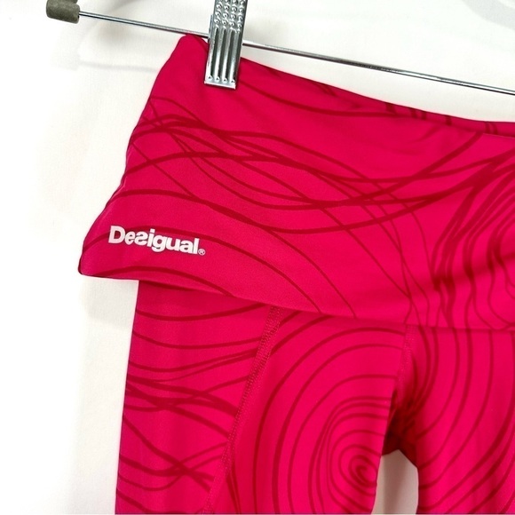 Desigual Women's Sz XS Pink Active Monochromatic Leggings With Outlined Circles - Picture 5 of 13